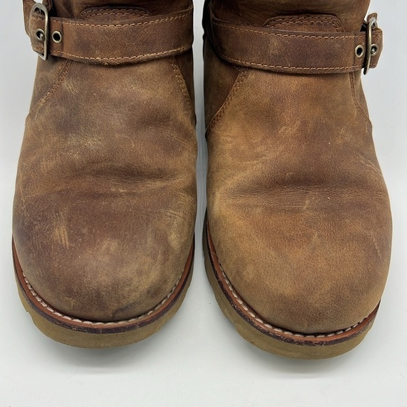 UGG - Australia Noira Chestnut Leather Buckle Pull On Sheepskin Boots Size 7 - Picture 4 of 15